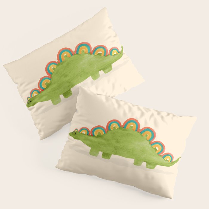 Rainbow colored dinosaur (stegosaurus) Pillow Sham Gallery Image 3