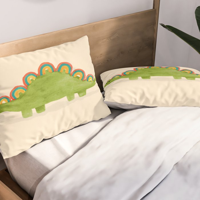 Rainbow colored dinosaur (stegosaurus) Pillow Sham Gallery Image 2