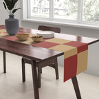 Wheatberry x Rust Mixed Checker Table Runner Gallery Image 2