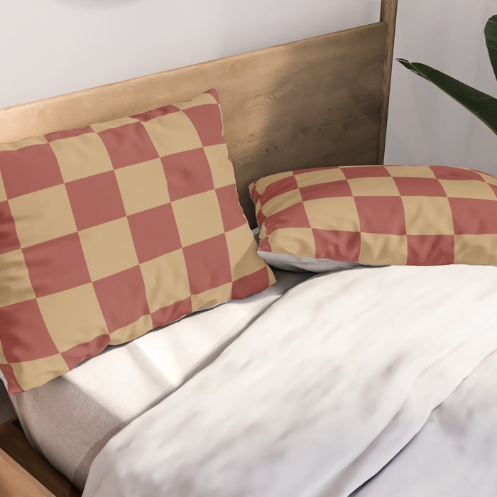 Wheatberry x Rust Mixed Checker Pillow Sham Gallery Image 2