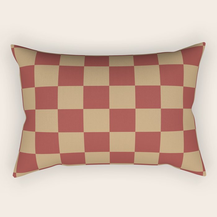 Wheatberry x Rust Mixed Checker Rectangular Pillow Gallery Image 2
