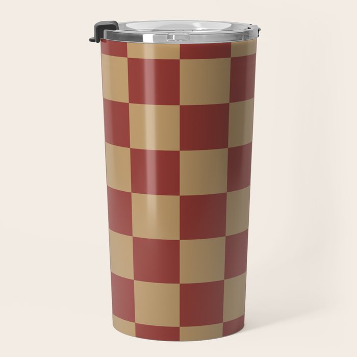 Wheatberry x Rust Mixed Checker Travel Mug Gallery Image 3