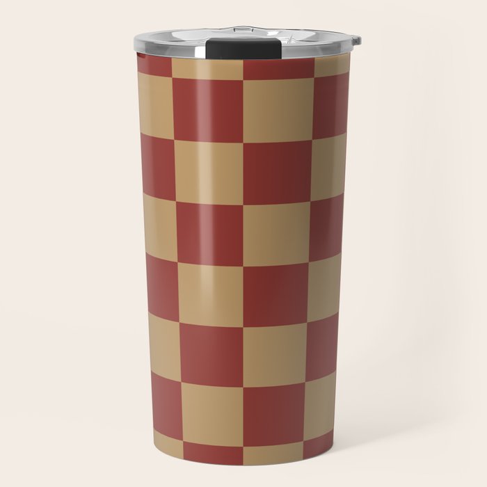 Wheatberry x Rust Mixed Checker Travel Mug Gallery Image 1