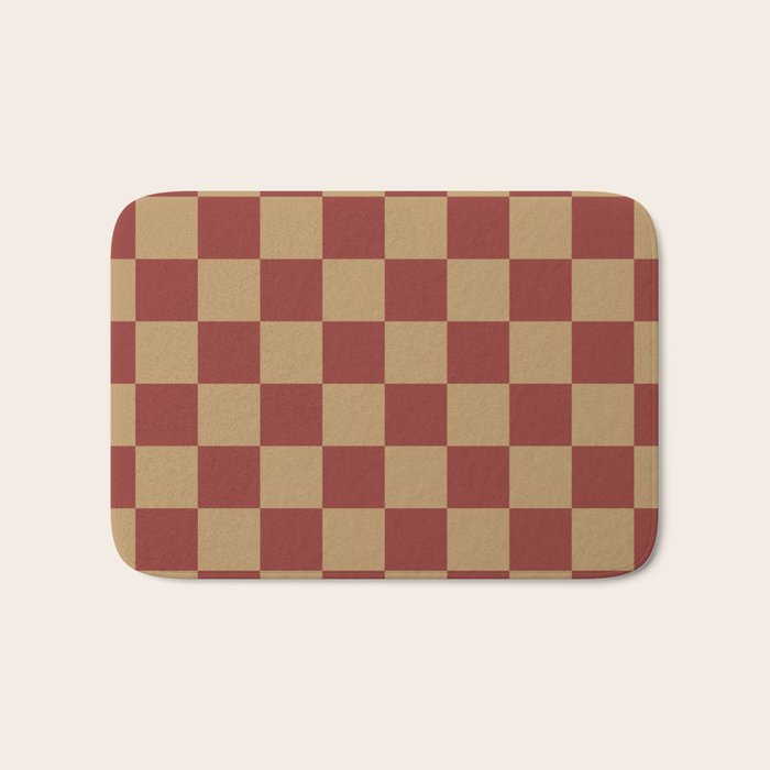 Wheatberry x Rust Mixed Checker Bath Mat Gallery Image 1