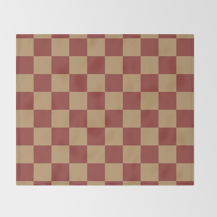 Wheatberry x Rust Mixed Checker Throw Blanket Gallery Image 2