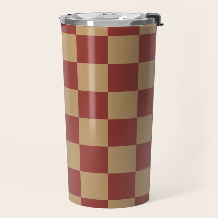 Wheatberry x Rust Mixed Checker Travel Mug Gallery Image 2