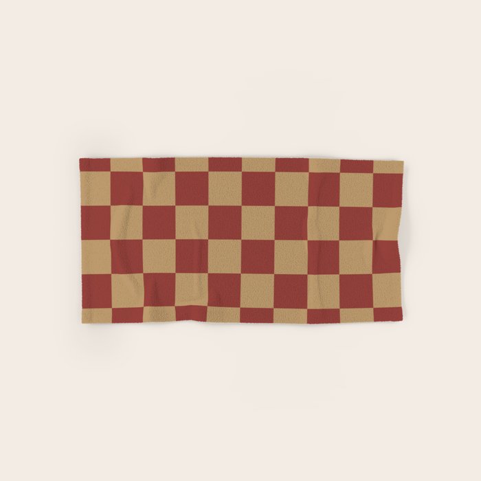 Wheatberry x Rust Mixed Checker Bath Towel Gallery Image 1