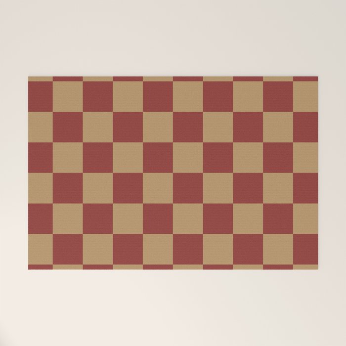 Wheatberry x Rust Mixed Checker Welcome Mat Gallery Image 1