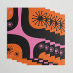 Mid Century Modern Atomic Groove Funky Retro 50s 60s Abstract Hot Pink Orange Black Wrapping Paper Gallery Image 3