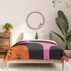 Mid Century Modern Atomic Groove Funky Retro 50s 60s Abstract Hot Pink Orange Black Comforter Gallery Image 3