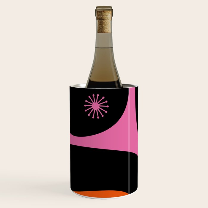 Mid Century Modern Atomic Groove Funky Retro 50s 60s Abstract Hot Pink Orange Black Wine Chiller Gallery Image 2