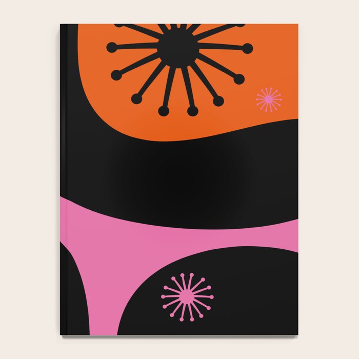 Mid Century Modern Atomic Groove Funky Retro 50s 60s Abstract Hot Pink Orange Black Notebook Gallery Image 4