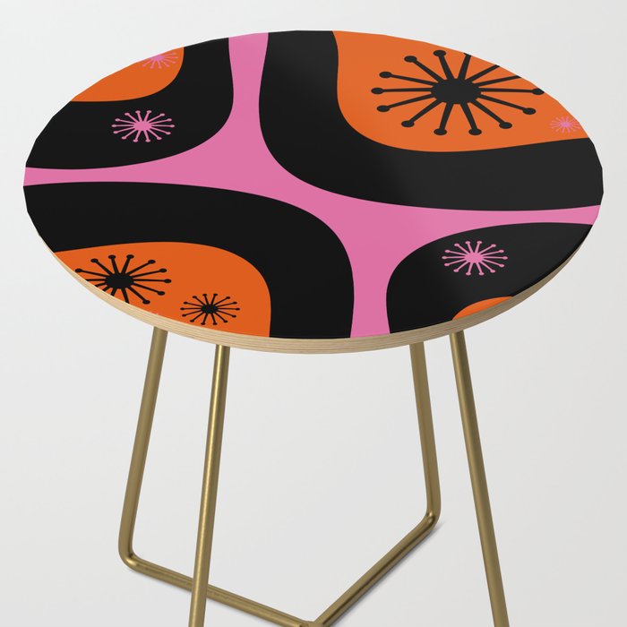 Mid Century Modern Atomic Groove Funky Retro 50s 60s Abstract Hot Pink Orange Black Side Table Gallery Image 2