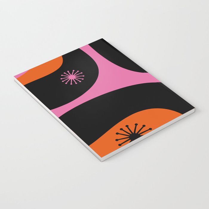 Mid Century Modern Atomic Groove Funky Retro 50s 60s Abstract Hot Pink Orange Black Notebook Gallery Image 3
