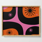Mid Century Modern Atomic Groove Funky Retro 50s 60s Abstract Hot Pink Orange Black Serving Tray Gallery Image 1