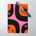 Mid Century Modern Atomic Groove Funky Retro 50s 60s Abstract Hot Pink Orange Black Wrapping Paper Gallery Image 1