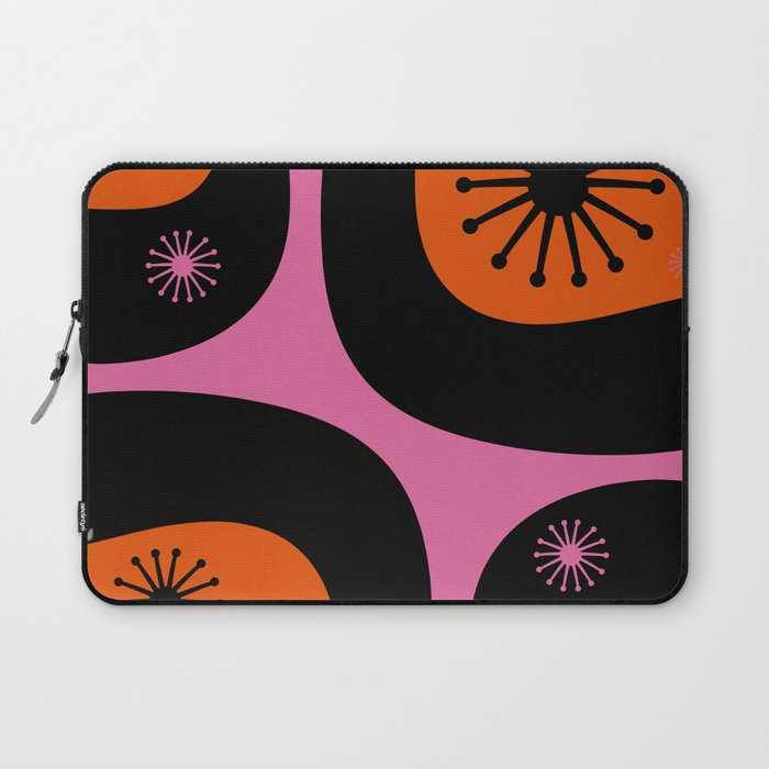 Mid Century Modern Atomic Groove Funky Retro 50s 60s Abstract Hot Pink Orange Black Laptop Sleeve Gallery Image 1
