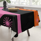 Mid Century Modern Atomic Groove Funky Retro 50s 60s Abstract Hot Pink Orange Black Tablecloth Gallery Image 3