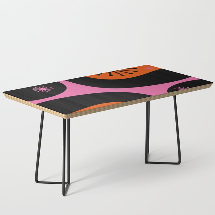 Mid Century Modern Atomic Groove Funky Retro 50s 60s Abstract Hot Pink Orange Black Coffee Table Gallery Image 1