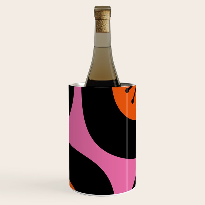 Mid Century Modern Atomic Groove Funky Retro 50s 60s Abstract Hot Pink Orange Black Wine Chiller Gallery Image 1