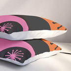 Mid Century Modern Atomic Groove Funky Retro 50s 60s Abstract Hot Pink Orange Black Pillow Sham Gallery Image 3
