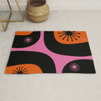 Mid Century Modern Atomic Groove Funky Retro 50s 60s Abstract Hot Pink Orange Black Rug Gallery Image 1