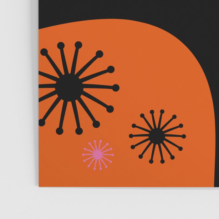 Mid Century Modern Atomic Groove Funky Retro 50s 60s Abstract Hot Pink Orange Black Poster Gallery Image 3