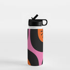 Mid Century Modern Atomic Groove Funky Retro 50s 60s Abstract Hot Pink Orange Black Water Bottle Gallery Image 1