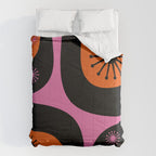 Mid Century Modern Atomic Groove Funky Retro 50s 60s Abstract Hot Pink Orange Black Comforter Gallery Image 6