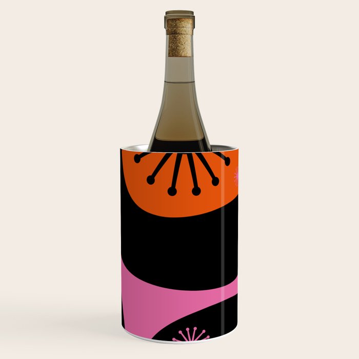 Mid Century Modern Atomic Groove Funky Retro 50s 60s Abstract Hot Pink Orange Black Wine Chiller Gallery Image 3