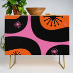 Mid Century Modern Atomic Groove Funky Retro 50s 60s Abstract Hot Pink Orange Black Credenza Gallery Image 1