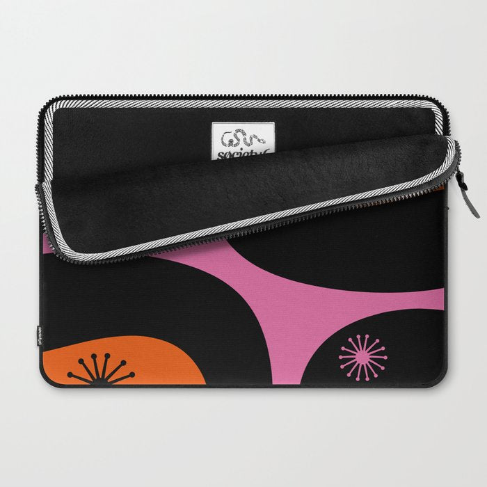 Mid Century Modern Atomic Groove Funky Retro 50s 60s Abstract Hot Pink Orange Black Laptop Sleeve Gallery Image 2