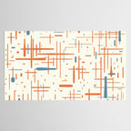Mid-Century Modern Kinetikos Pattern Orange Teal Cream Tablecloth Gallery Image 2