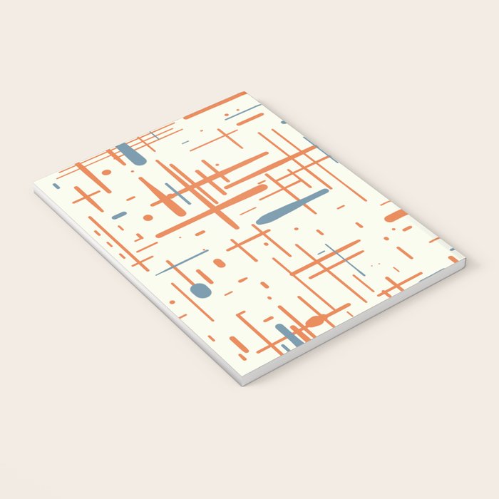 Mid-Century Modern Kinetikos Pattern Orange Teal Cream Notebook Gallery Image 3