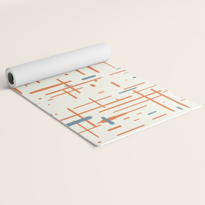 Mid-Century Modern Kinetikos Pattern Orange Teal Cream Yoga Mat Gallery Image 2