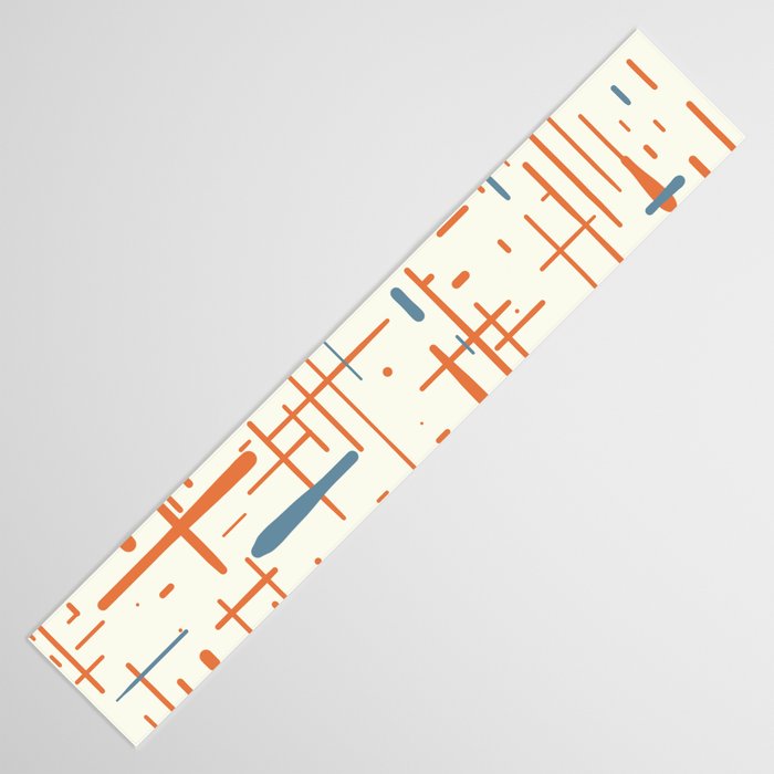 Mid-Century Modern Kinetikos Pattern Orange Teal Cream Table Runner Gallery Image 3