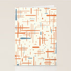 Mid-Century Modern Kinetikos Pattern Orange Teal Cream Stationery Card Gallery Image 2