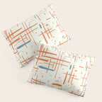 Mid-Century Modern Kinetikos Pattern Orange Teal Cream Pillow Sham Gallery Image 3