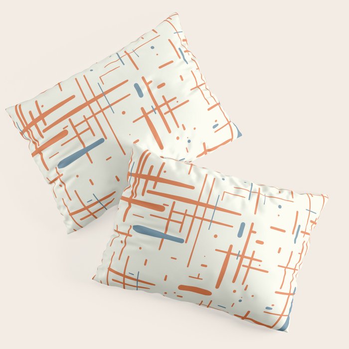 Mid-Century Modern Kinetikos Pattern Orange Teal Cream Pillow Sham Gallery Image 3