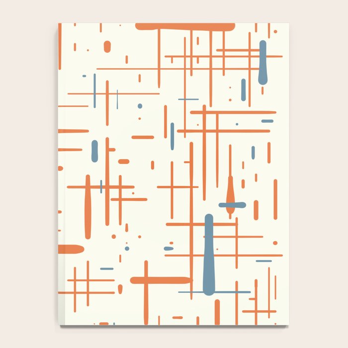 Mid-Century Modern Kinetikos Pattern Orange Teal Cream Notebook Gallery Image 4