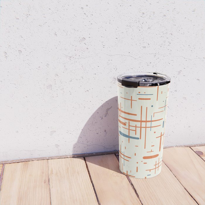 Mid-Century Modern Kinetikos Pattern Orange Teal Cream Travel Mug Gallery Image 4