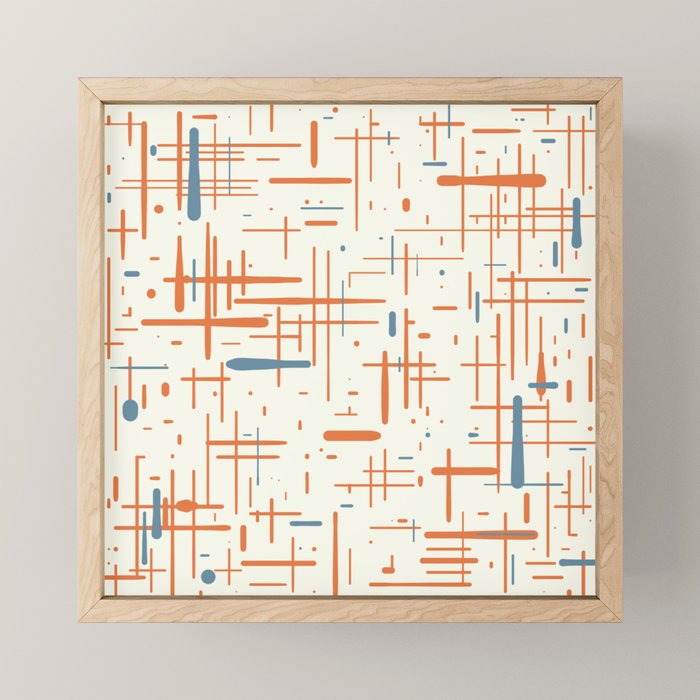 Mid-Century Modern Kinetikos Pattern Orange Teal Cream Mini Art Print Gallery Image 1