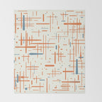 Mid-Century Modern Kinetikos Pattern Orange Teal Cream Throw Blanket Gallery Image 2