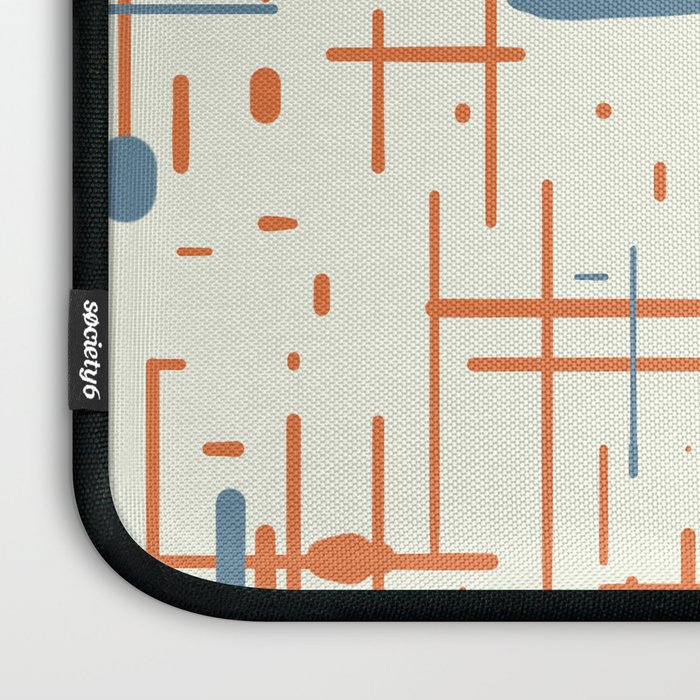 Mid-Century Modern Kinetikos Pattern Orange Teal Cream Laptop Sleeve Gallery Image 3