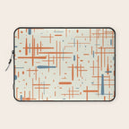 Mid-Century Modern Kinetikos Pattern Orange Teal Cream Laptop Sleeve Gallery Image 1