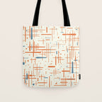 Mid-Century Modern Kinetikos Pattern Orange Teal Cream Tote Bag Gallery Image 1
