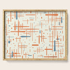 Mid-Century Modern Kinetikos Pattern Orange Teal Cream Serving Tray Gallery Image 1