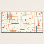 Mid-Century Modern Kinetikos Pattern Orange Teal Cream Desk Mat Gallery Image 3