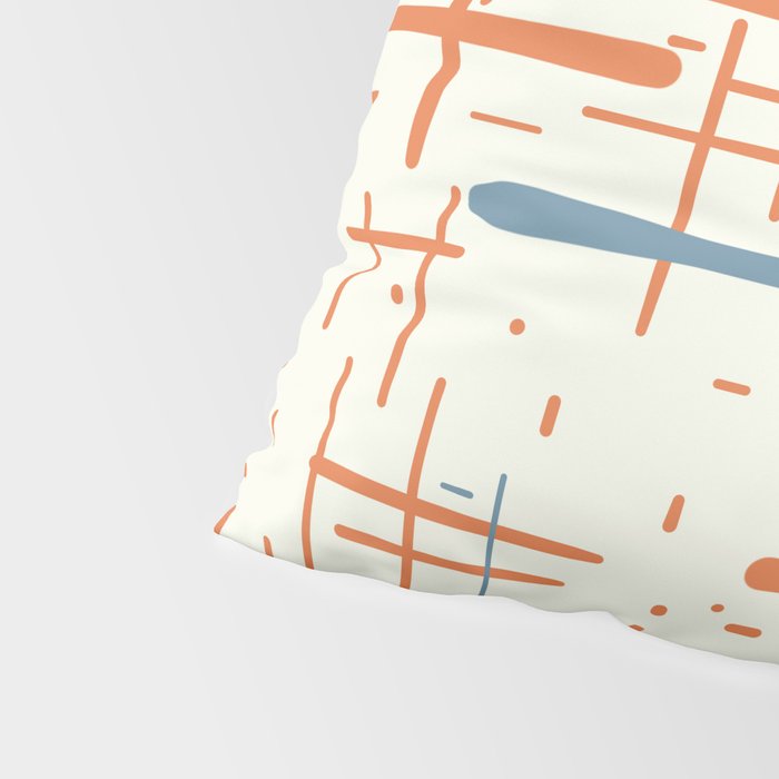 Mid-Century Modern Kinetikos Pattern Orange Teal Cream Pillow Sham Gallery Image 4