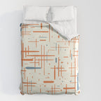 Mid-Century Modern Kinetikos Pattern Orange Teal Cream Duvet Cover Gallery Image 6